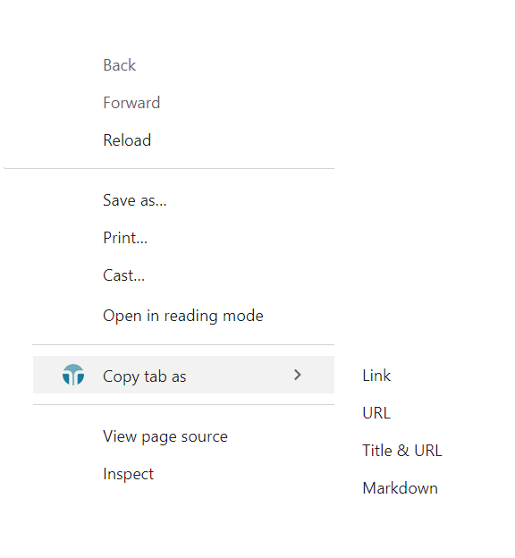 Context menu copy as