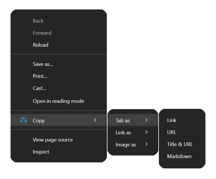 Context menu copy subjects