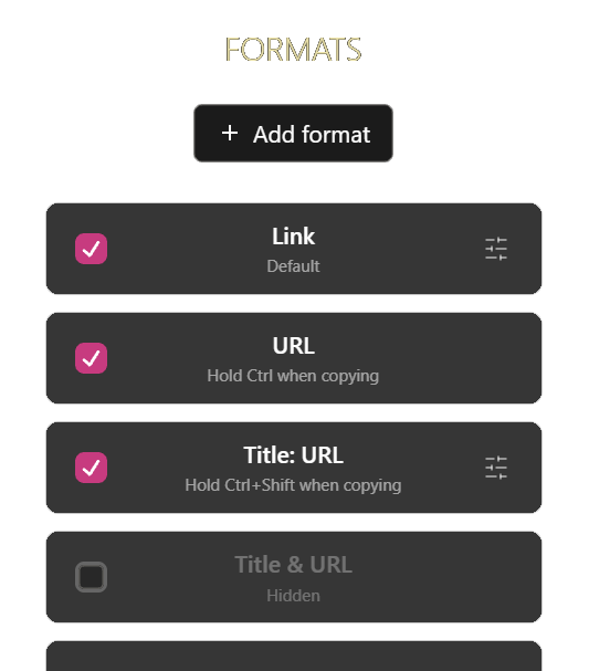 Formats